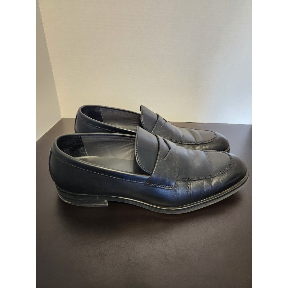 Sz9.5 - Nordstrom Mens Ortholite Black Leather Penny Loafer Dress Shoes
